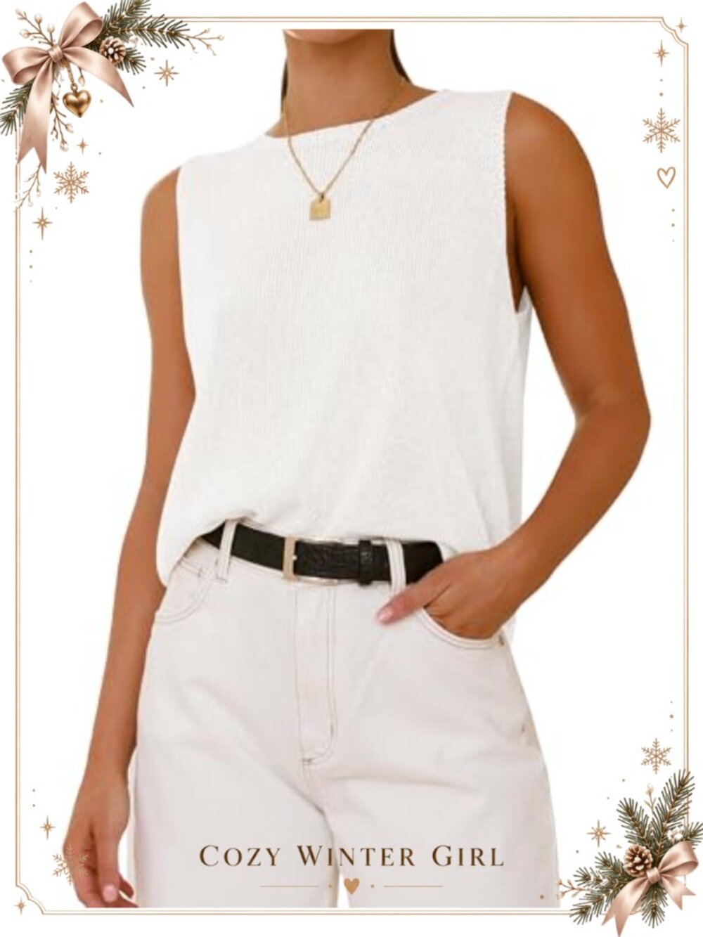 BTFBM Womens Loose Sleeveless Ribbed Knit Tank Top Sweater Vest